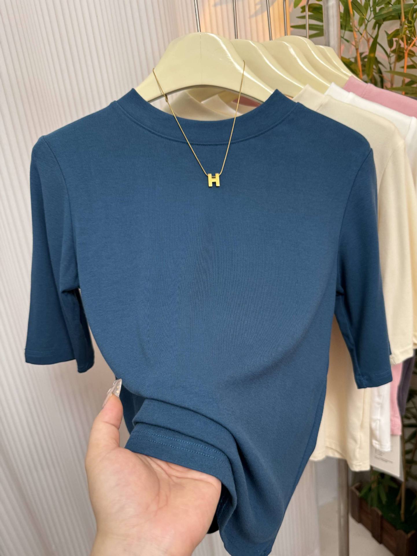 Women’s Stretch Cotton Half High-Neck Mid Sleeve Base Shirt