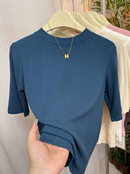 Women’s Stretch Cotton Half High-Neck Mid Sleeve Base Shirt