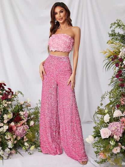 Women’s Sequin Wide-Leg Casual Pants
