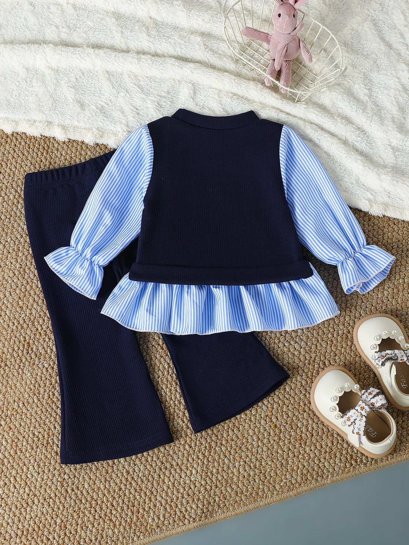 Baby Girls’ Puff Sleeve Top & Flared Pants Set