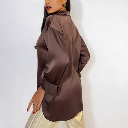 Women’s Satin Elegant Long Sleeve Shirt
