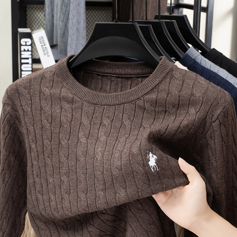 Men’s Cable Knit Embroidered Sweater