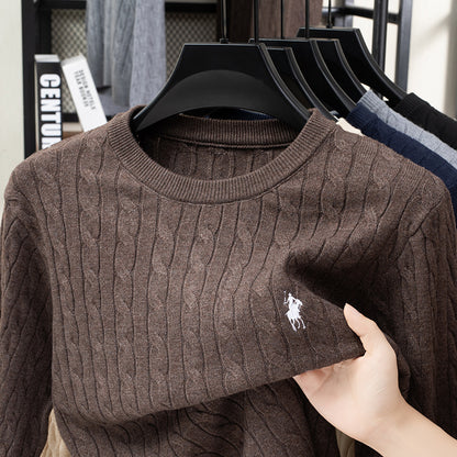 Men’s Cable Knit Embroidered Sweater