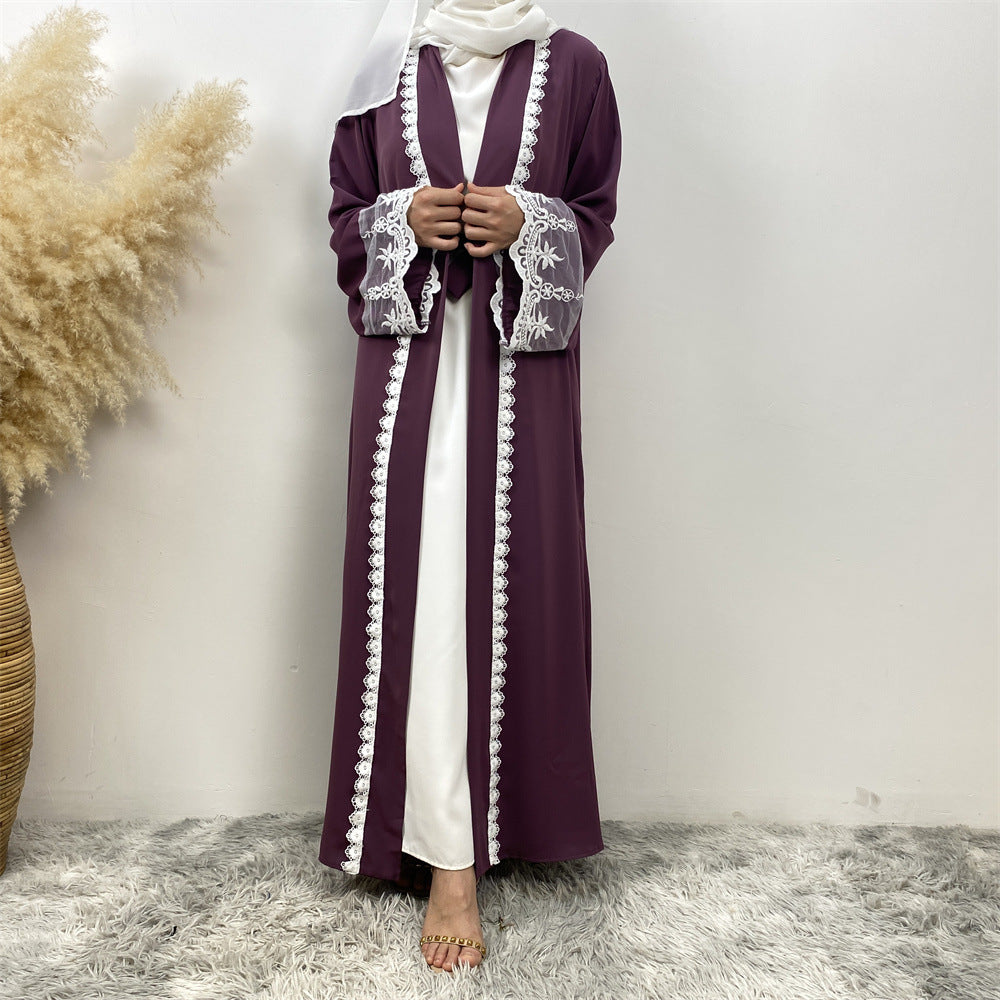 Women’s Embroidered Patchwork Abaya Cardigan