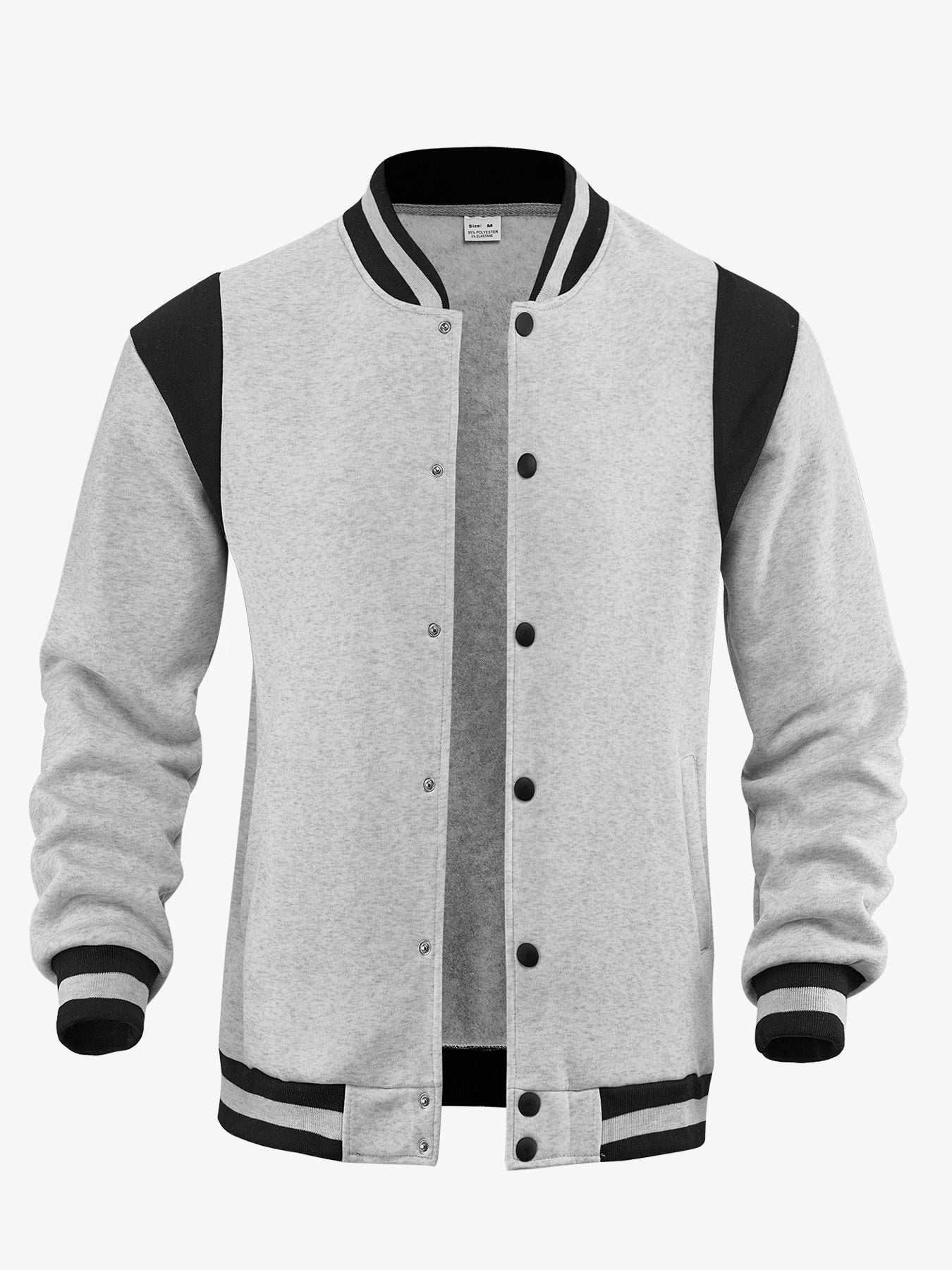 Men’s Stand Collar Fleece Baseball Jacket