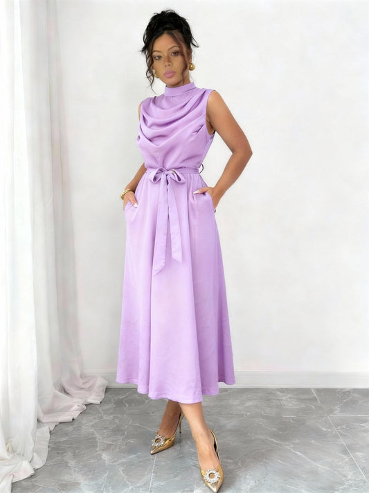 Women’s Sleeveless Belted Strap Dress