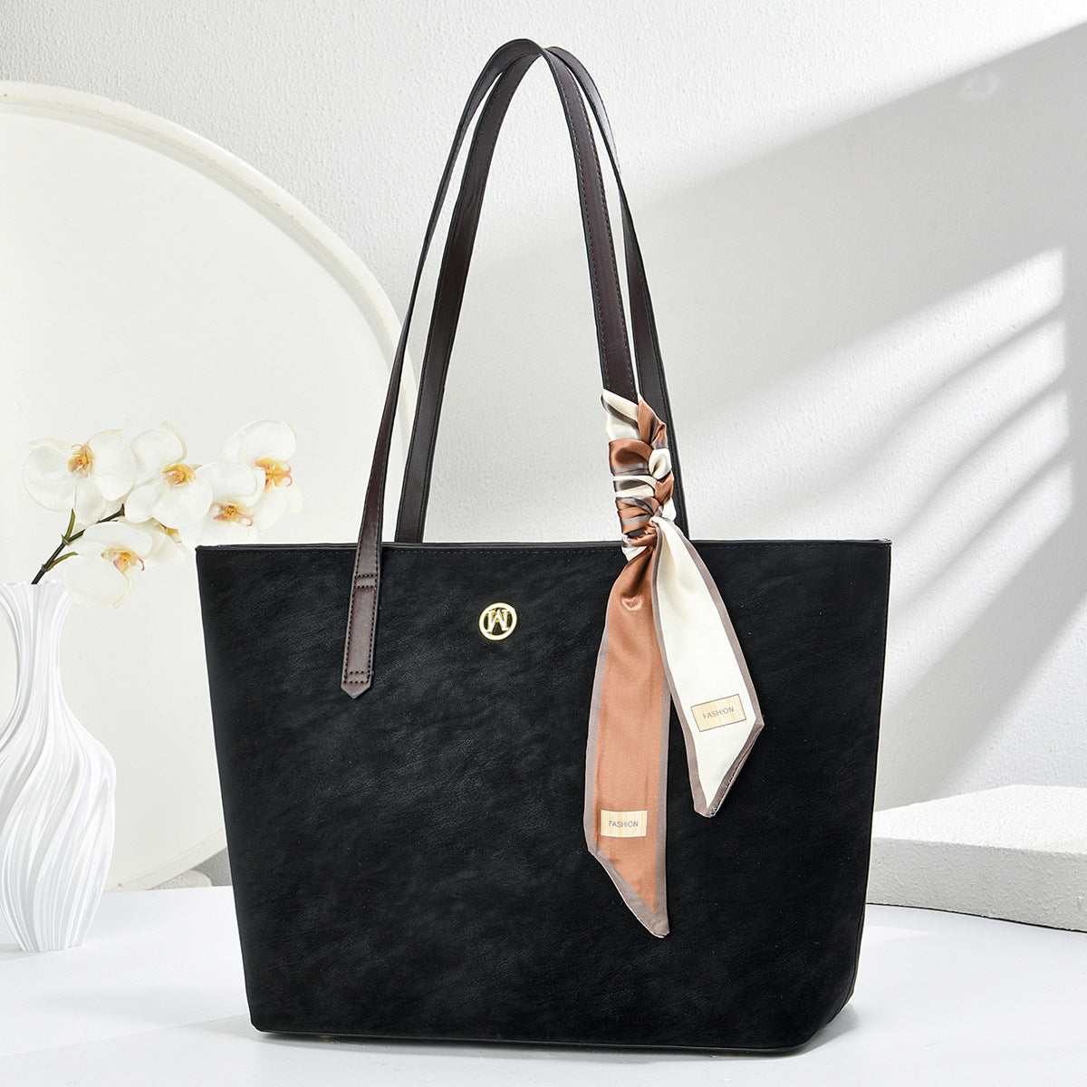 Women’s Scarf Accent Tote Shoulder Bag