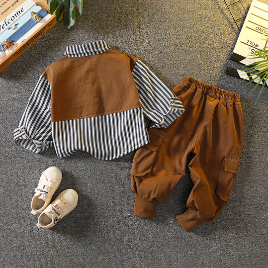 Boys’ Shirt & Cargo Pants Outfit Set