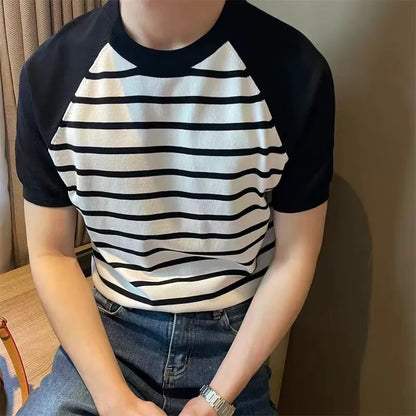 Men’s Color-Block Striped Knit T-Shirt