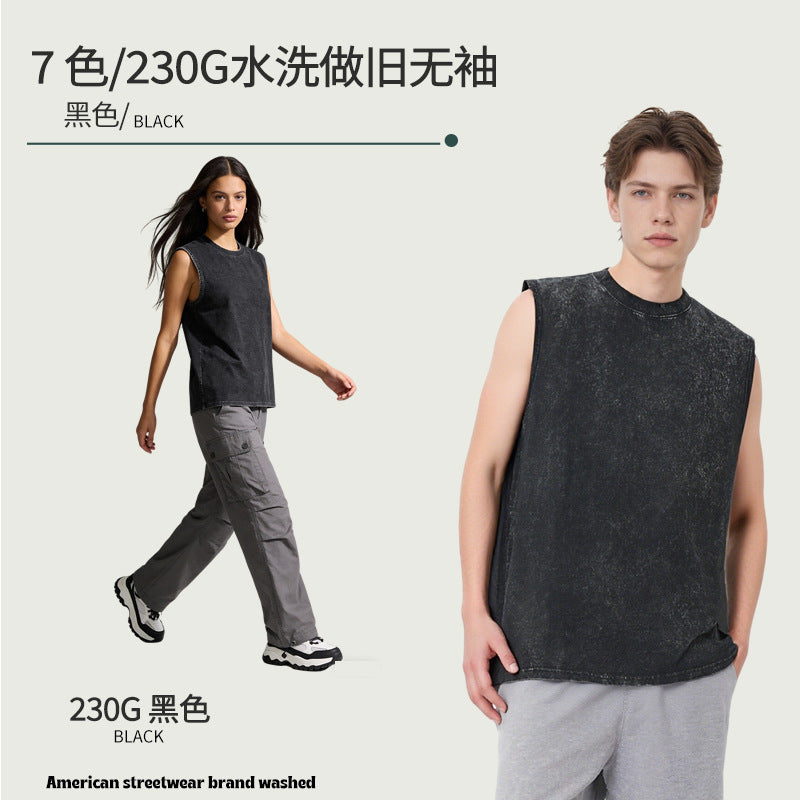 Men’s Washed Sleeveless Cotton Tank Top