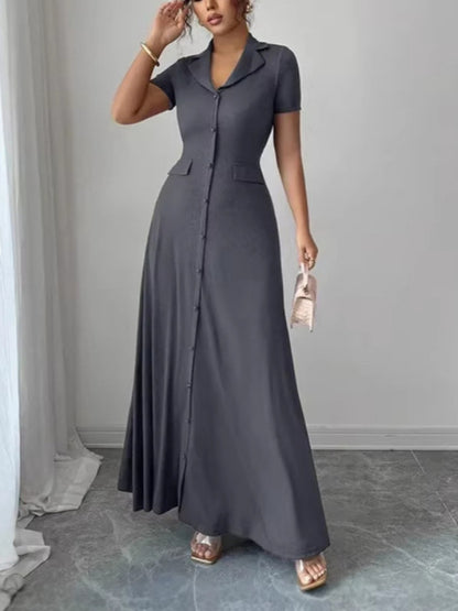 Women’s Elegant Waist-Cinching A-Line Shirt Dress