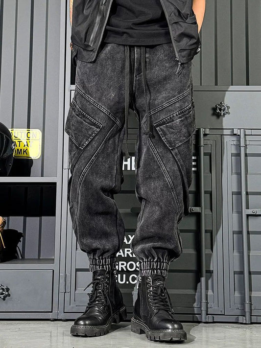 Men’s Vintage Washed Wide-Leg Workwear Jeans