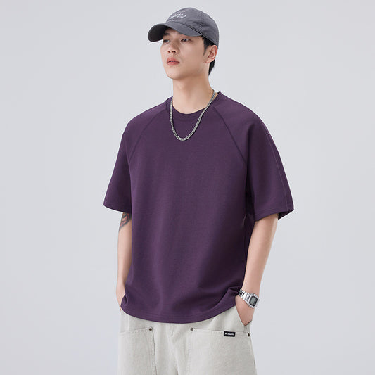 Men’s Minimalist Solid Color Crew Neck T-Shirt