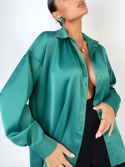 Women’s Satin Elegant Long Sleeve Shirt