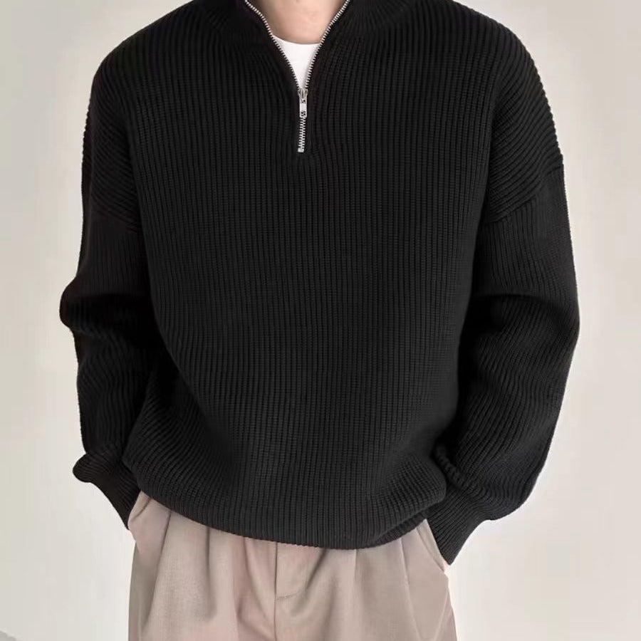 Men’s Half-Zip Stand Collar Knit Sweater