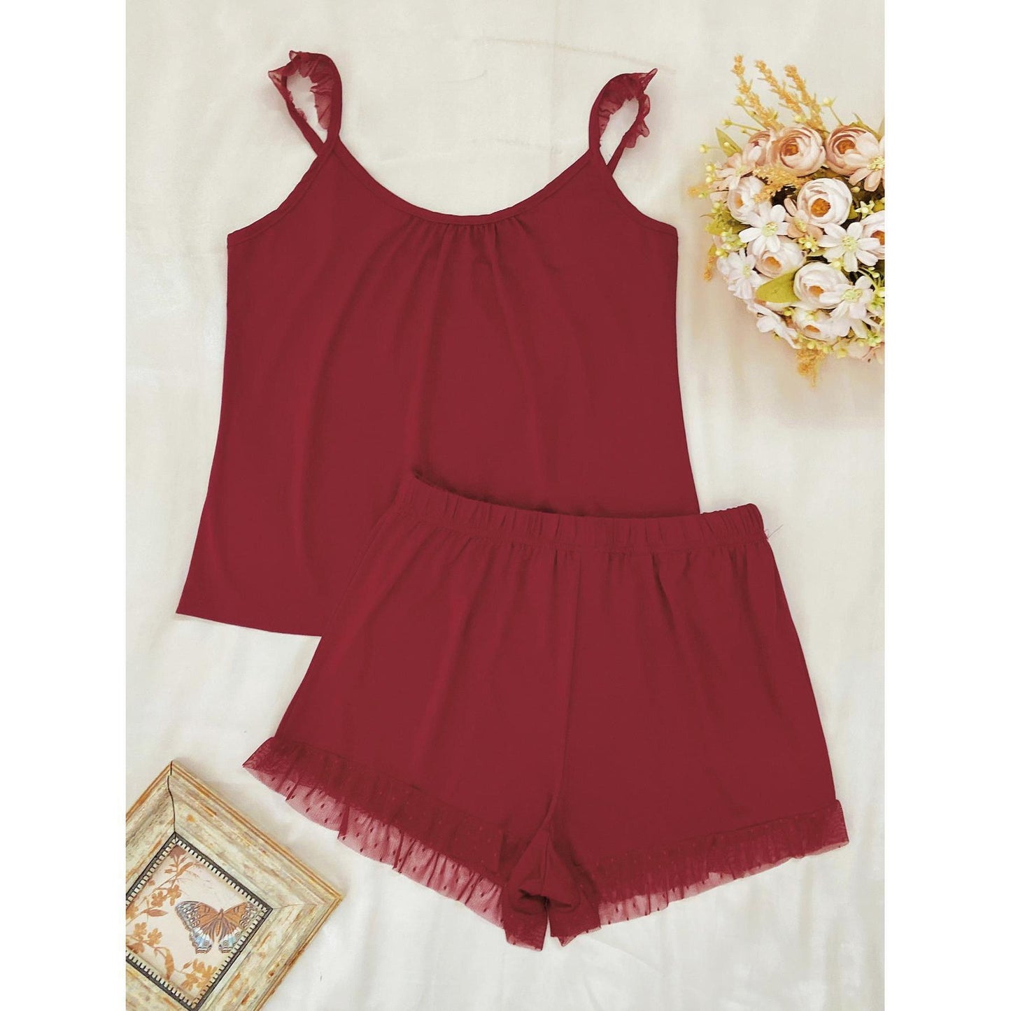 Women’s Lace Trim Cami & Shorts Pajama Set
