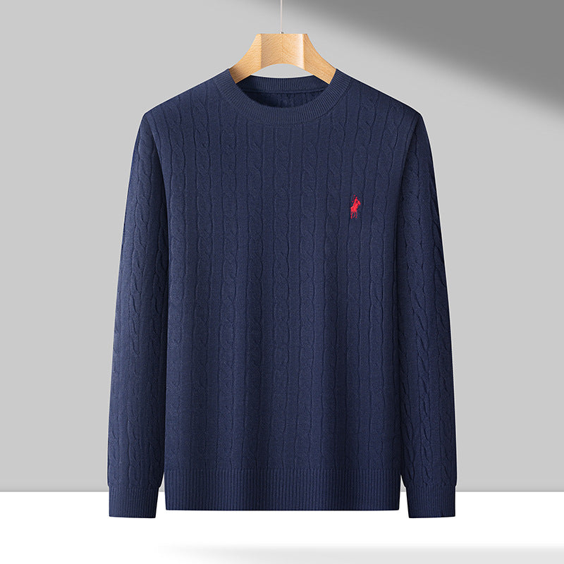 Men’s Cable Knit Embroidered Sweater