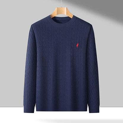 Men’s Cable Knit Embroidered Sweater