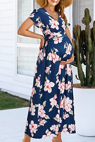 Women’s Floral Chiffon Maternity & Nursing Maxi Dress