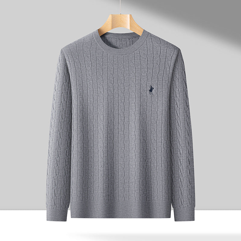 Men’s Cable Knit Embroidered Sweater