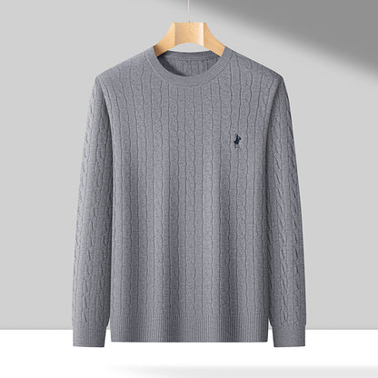 Men’s Cable Knit Embroidered Sweater