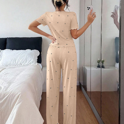 Women’s Heart-Stripe Short Sleeve Pajama Set
