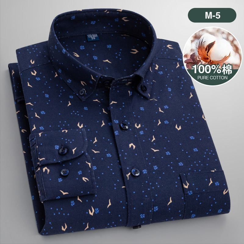 Men’s Cotton Floral Print Long Sleeve Shirt