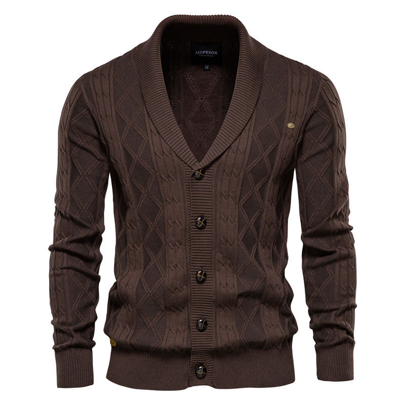 Men’s Casual Color-Block Knit Sweater Jacket