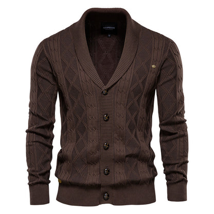 Men’s Casual Color-Block Knit Sweater Jacket