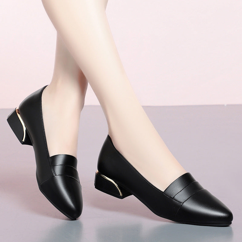 Women’s Soft Leather Block Heel Work Shoes