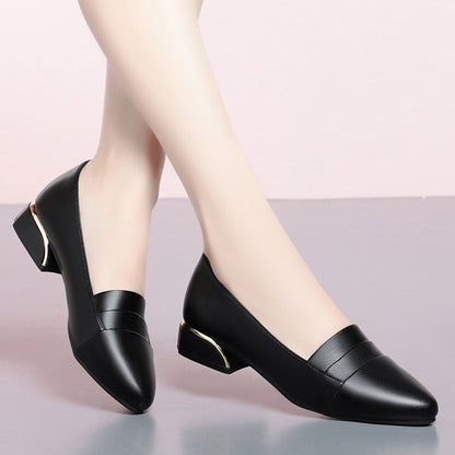 Women’s Soft Leather Block Heel Work Shoes
