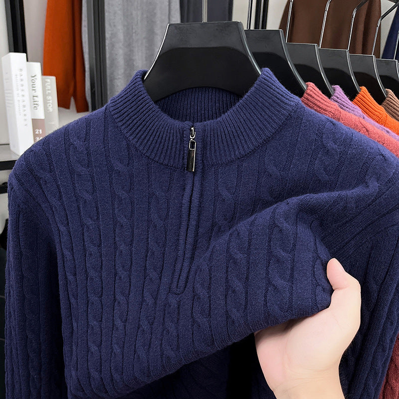Men’s Wool Blend Jacquard Half-Zip Sweater