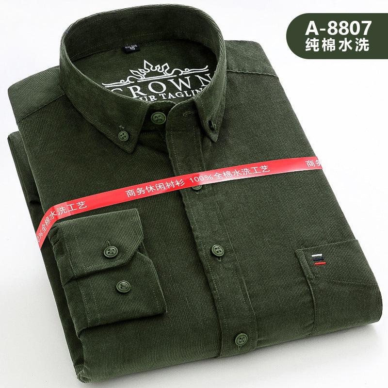 Men’s 100% Cotton Corduroy Long Sleeve Shirt