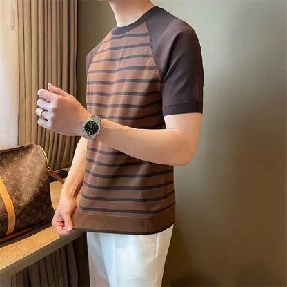 Men’s Color-Block Striped Knit T-Shirt