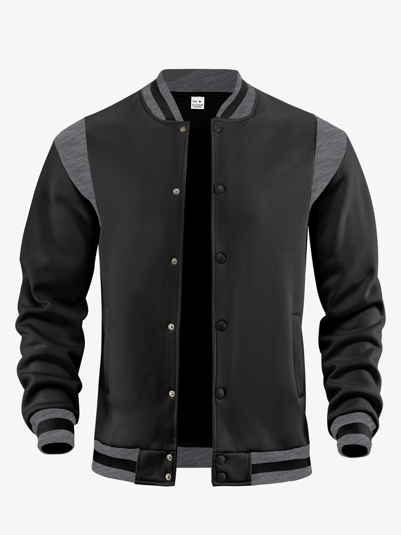 Men’s Stand Collar Fleece Baseball Jacket
