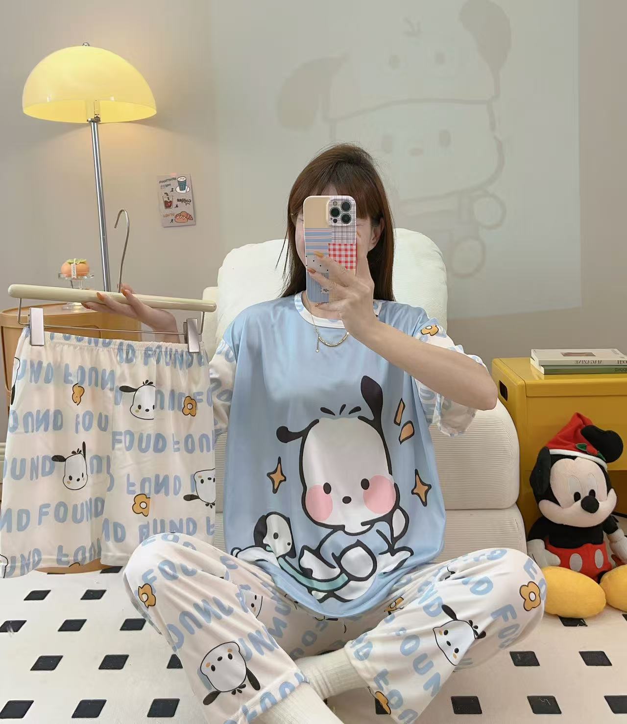 Women’s Double-Sided Milk Silk Cartoon Pajama Set (3-Piece)