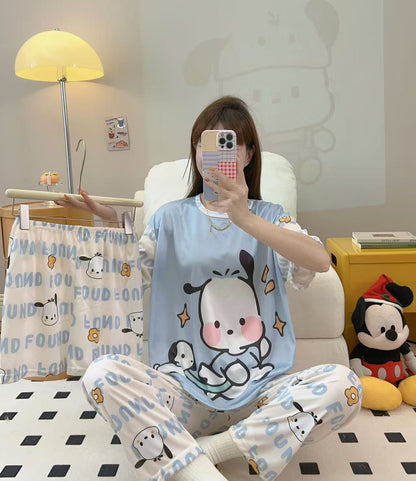 Women’s Double-Sided Milk Silk Cartoon Pajama Set (3-Piece)