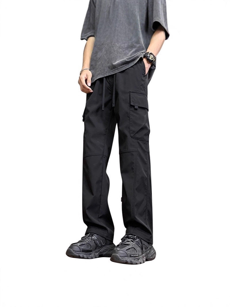 Youth Ice Silk Straight-Leg Cargo Pants