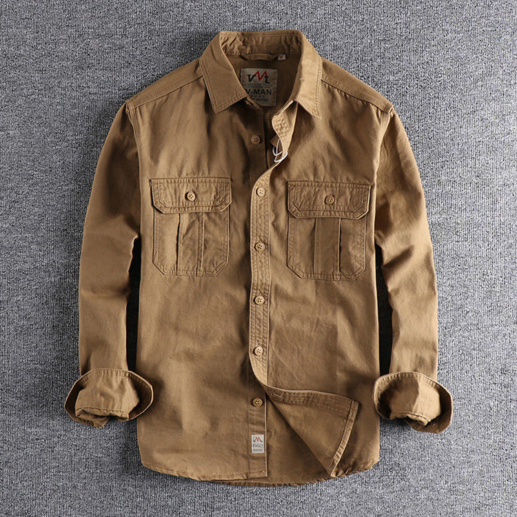 Men’s Multi-Pocket Washed Workwear Shirt Jacket