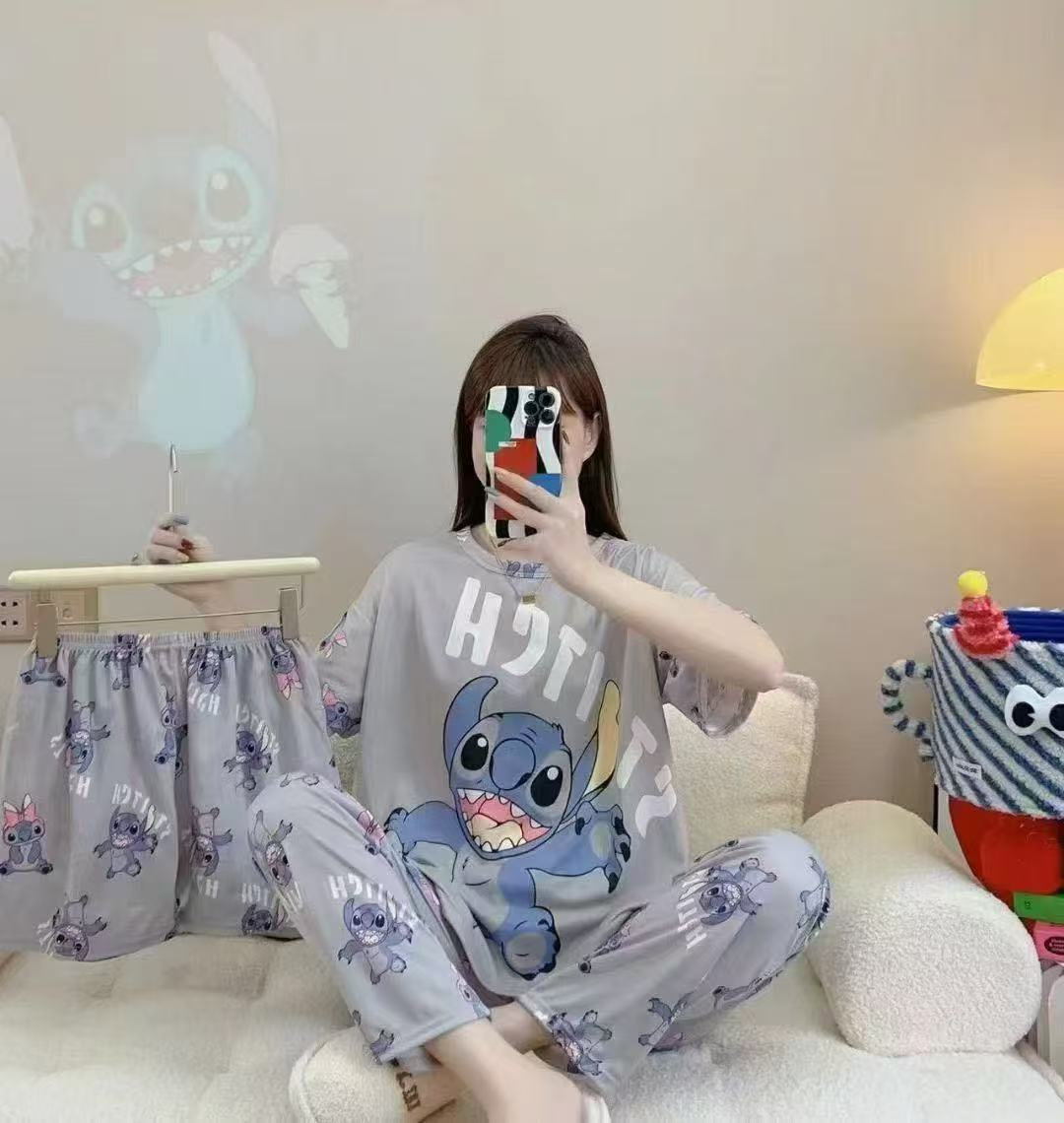 Women’s Double-Sided Milk Silk Cartoon Pajama Set (3-Piece)