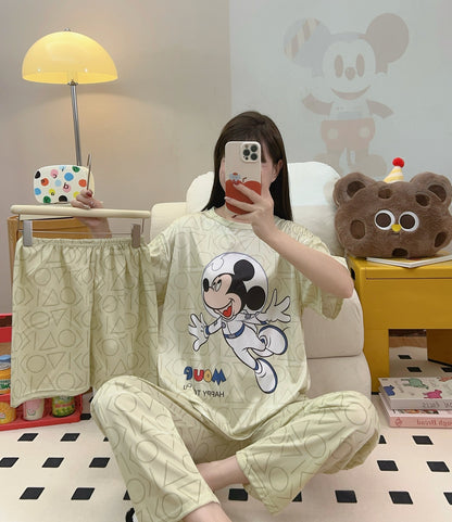 Women’s Double-Sided Milk Silk Cartoon Pajama Set (3-Piece)