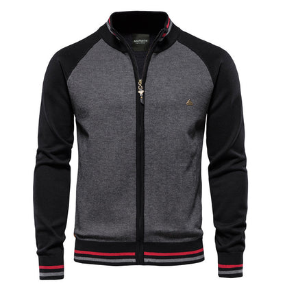 Men’s Casual Color-Block Knit Sweater Jacket