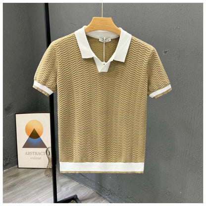 Men’s Contrast Collar Knitted Polo Shirt