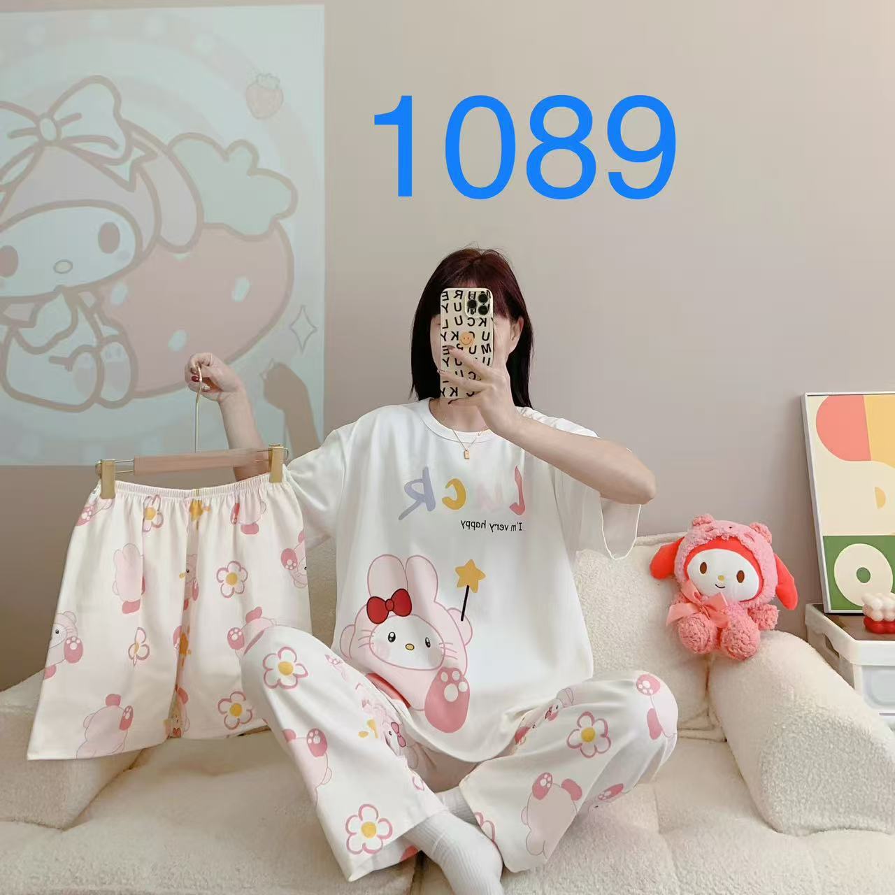 Women’s Double-Sided Milk Silk Cartoon Pajama Set (3-Piece)