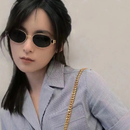 CL new Arc de Triomphe fashion sunglasses for women, 40235, influencer style, metal oval frame Zeiss lens sunglasses