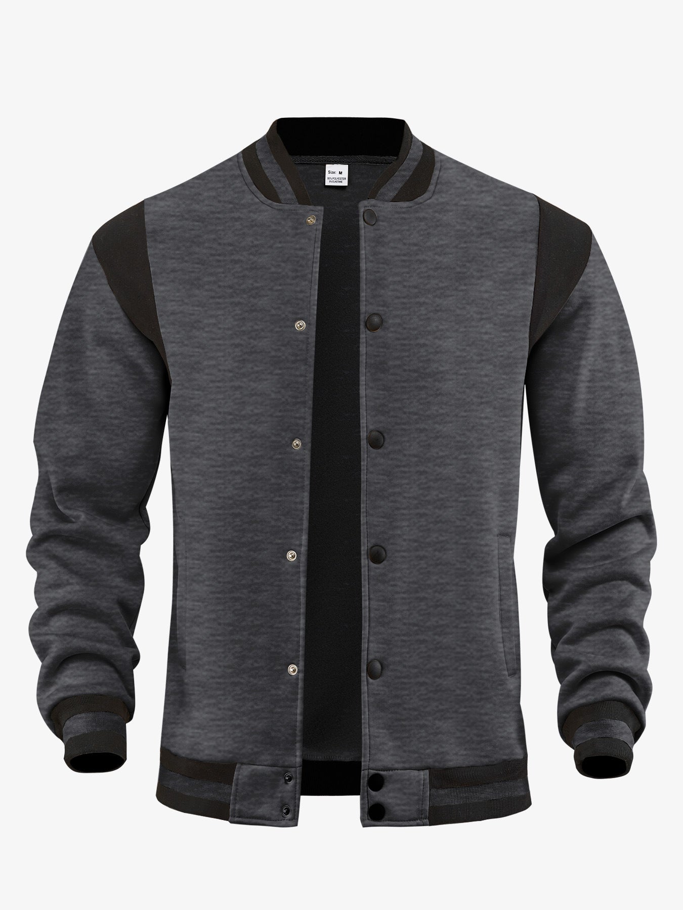 Men’s Stand Collar Fleece Baseball Jacket