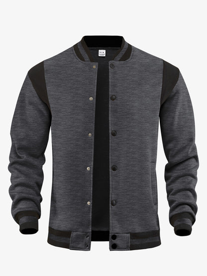 Men’s Stand Collar Fleece Baseball Jacket