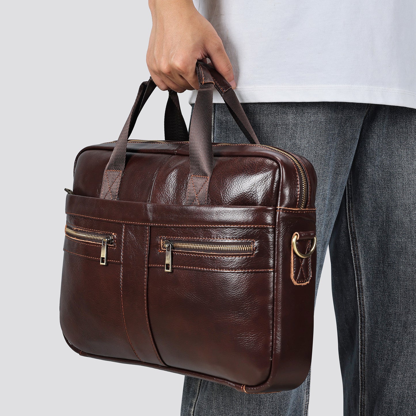 Men’s Genuine Leather Business Briefcase (14-Inch)
