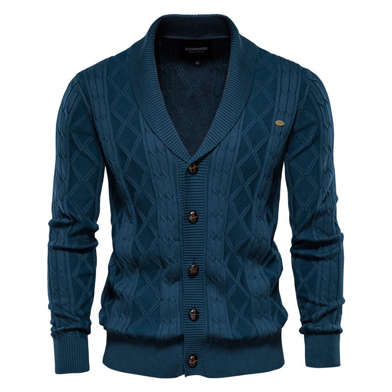 Men’s Casual Color-Block Knit Sweater Jacket