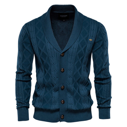 Men’s Casual Color-Block Knit Sweater Jacket